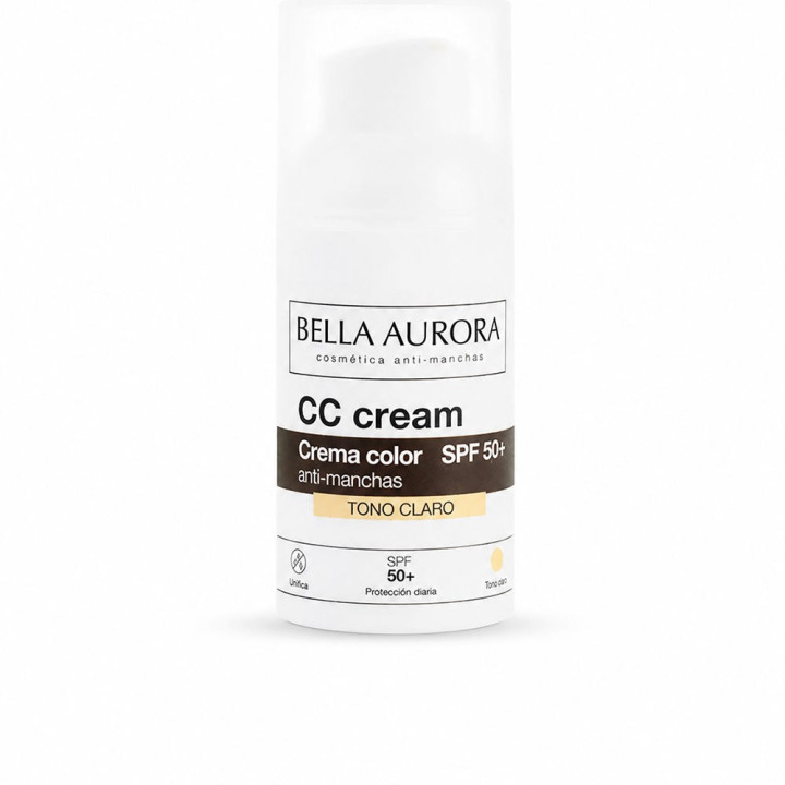 CC Cream anti-rid cu efect de corectare, Bella Aurora CC Cream SPF50+, tono claro, 30 ml