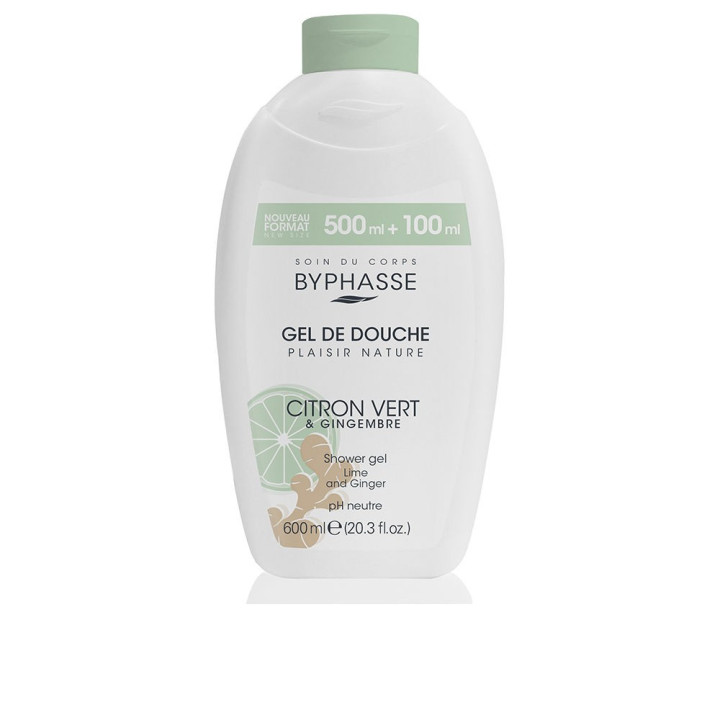 Gel de dus revigorant cu extract de lime si ghimbir BYPHASSE CITRON VERT &amp; JENGIBRE 600 ml