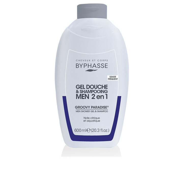Gel de dus si sampon hidratant 2 in 1 pentru barbati BYPHASSE GROOVY PARADISE 600 ml