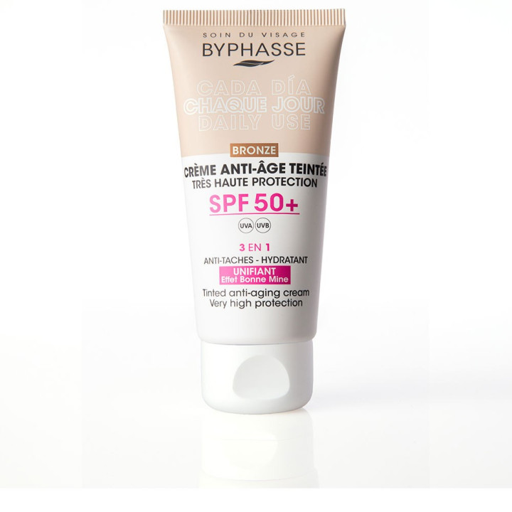 Crema faciala anti-imbatranire cu pigmenti de culoare BYPHASSE CREMA FACIAL SPF50+ #Bronze 50 ml