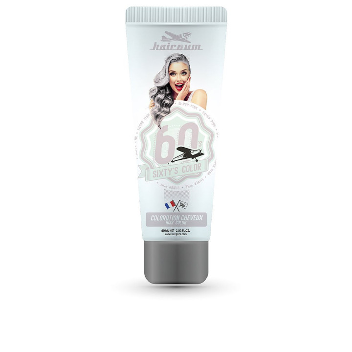 Crema coloranta pentru par Hairgum SIXTY'S COLOR silver pink 60 ml