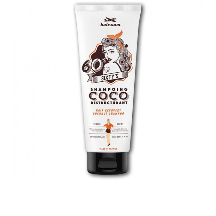 Sampon reparator cu nuca de cocos Hairgum SIXTY'S 200 ml