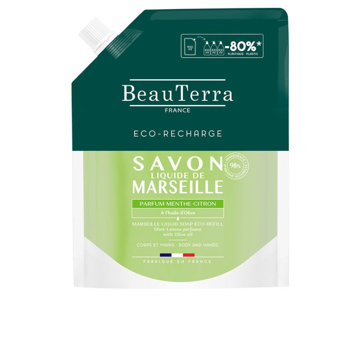 Rezerva Gel de dus cu lamaie si menta BeauTerra MARSEILLE 900 ml