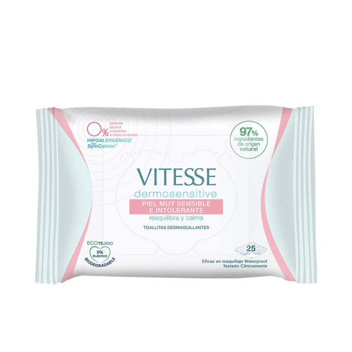 Dermosensitive makeup remover wipes rebalance and soothe 25 units