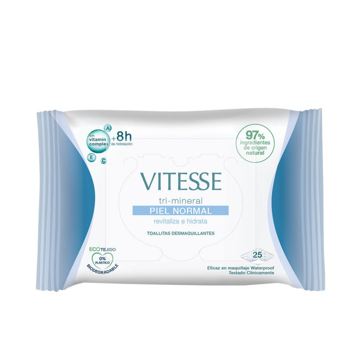 TRI-MINERAL NORMAL SKIN makeup remover wipes 25 units