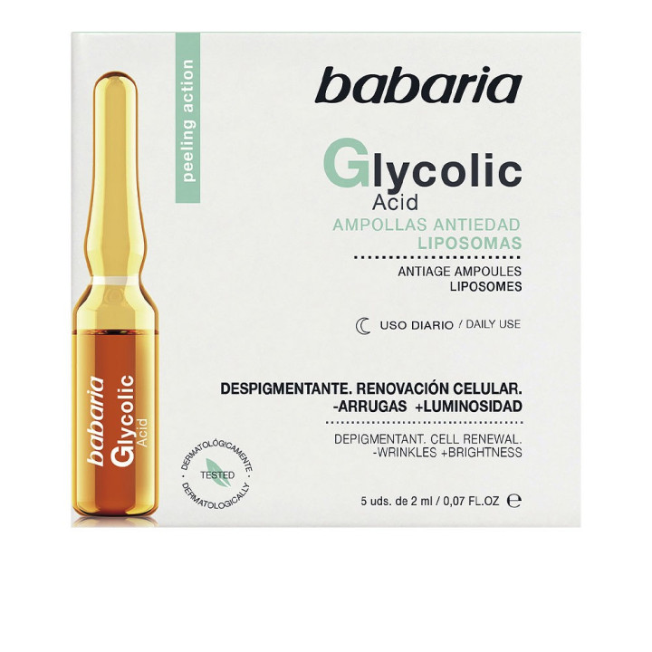 Set Fiole faciale anti-imbatranire cu acid glicolic Babaria GLYCOLIC ACID 5 x 2 ml