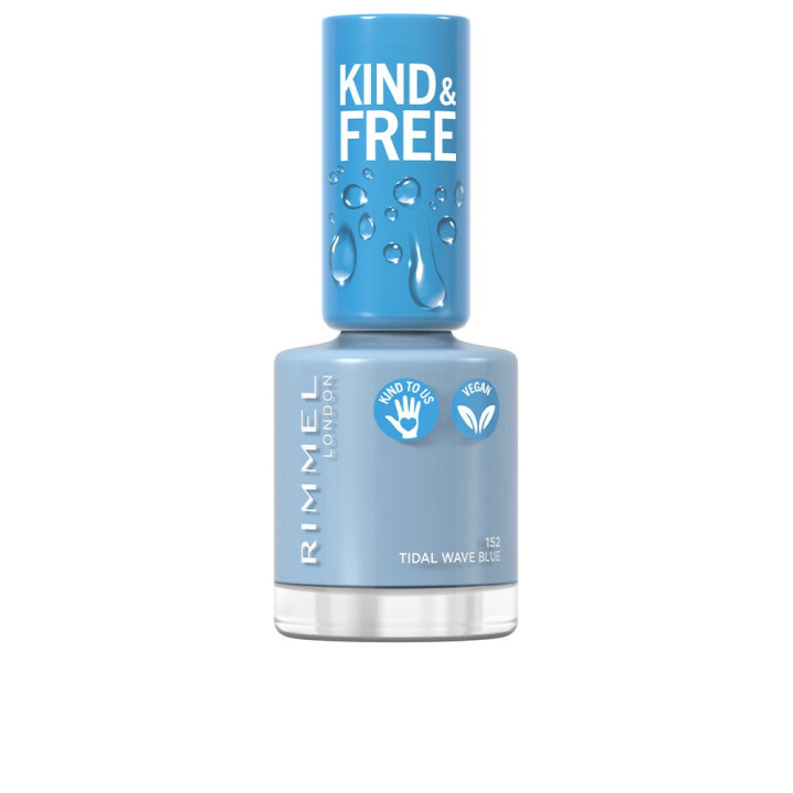 Lac de unghii cu rezistenta indelungata Rimmel London KIND &amp; FREE #152 tidal wave blue 8 ml