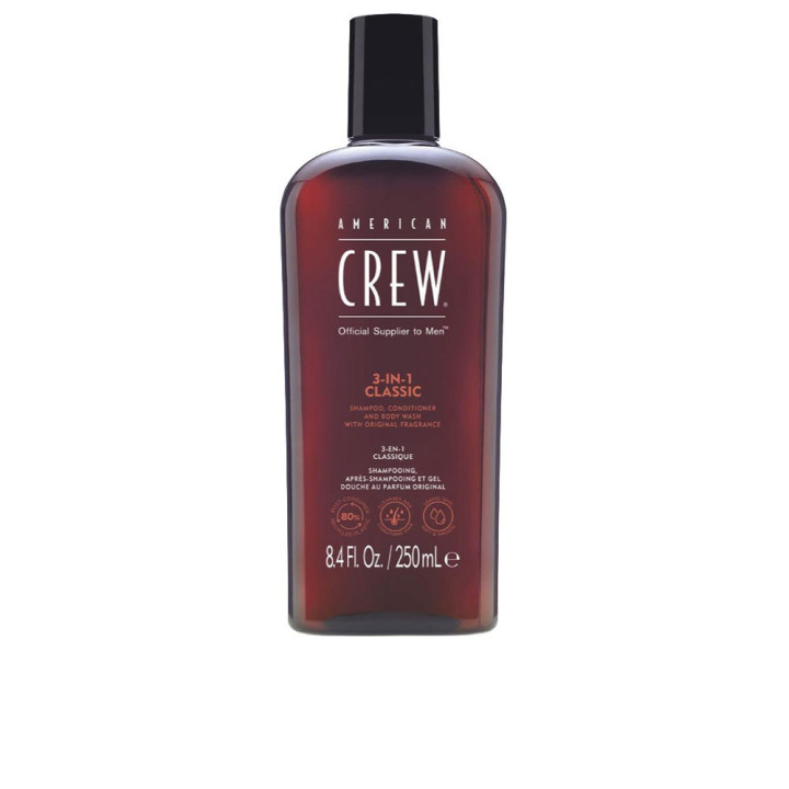 Sampon, balsam si gel de dus 3 in 1 pentru barbati AMERICAN CREW CREW 3 IN 1 250 ml