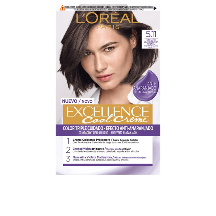 Vopsea de par permanenta cu protectie tripla L’oreal Paris EXCELLENCE COOL #5.11 castaño claro ceniza intenso 1 buc