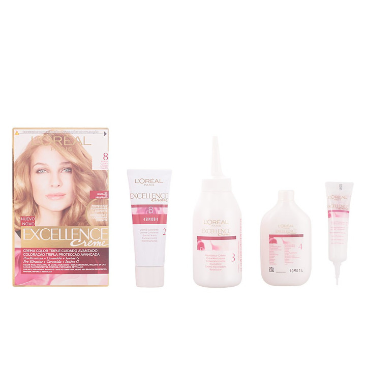Vopsea de par imbogatita cu Pro-Keratin L’oreal Paris EXCELLENCE #8 rubio claro 1 buc
