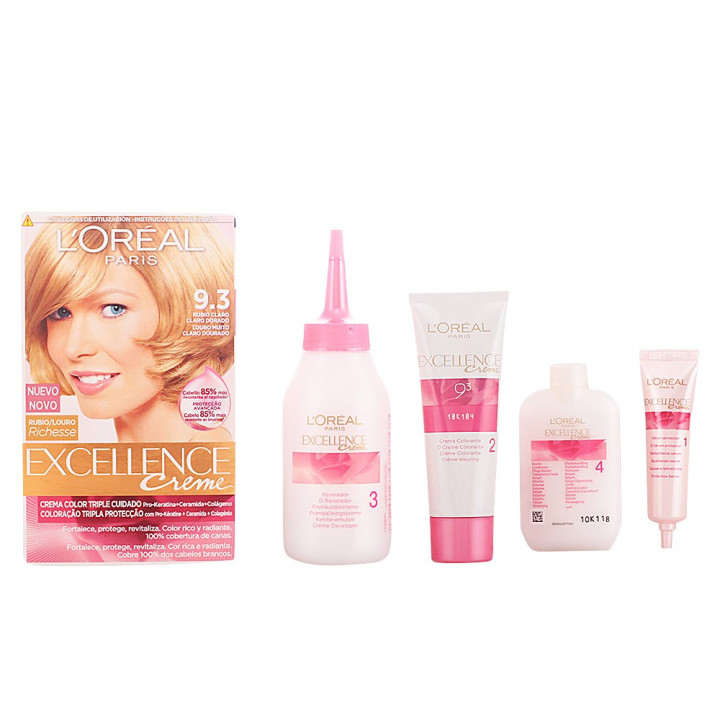 Vopsea de par imbogatita cu Pro-Keratina L’oreal Paris EXCELLENCE #9.3 rubio claro claro dorado 1 buc