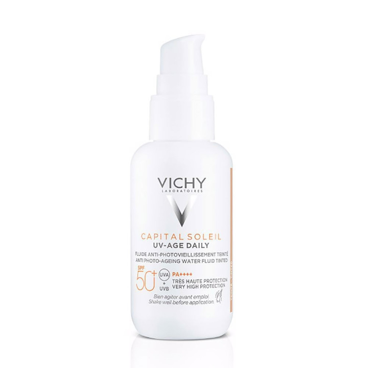 Fluid facial nuantator cu finisaj mat si protectie solara ridicata SPF50+ VICHY CAPITAL SOLEIL UV AGE SPF50+ 40 ml