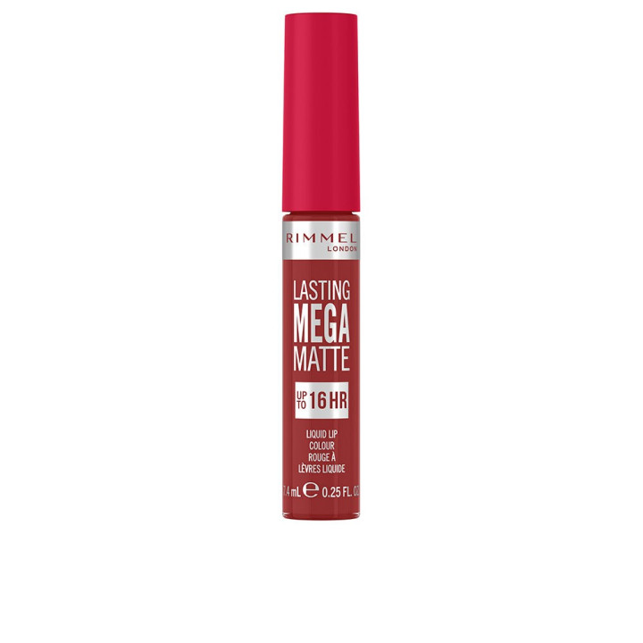 Ruj lichid cu finisaj mat catifelat Rimmel London LASTING MEGA MATTE #500 fire starter 7.4 ml