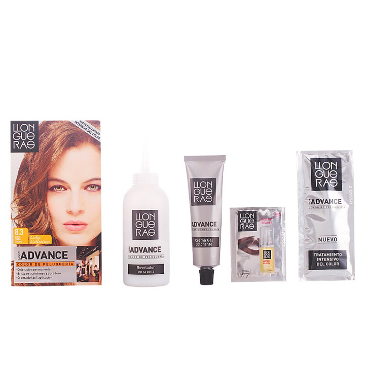 Vopsea de par cu acoperire de lunga durata LLONGUERAS COLOR ADVANCE 8.3 blond auriu deschis