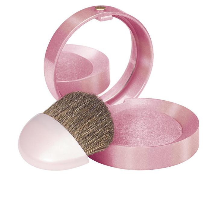 Fard de obraz compact cu rezistenta indelungata Bourjois Little Round 034 roz cu shimmer fin auriu 2.5 g