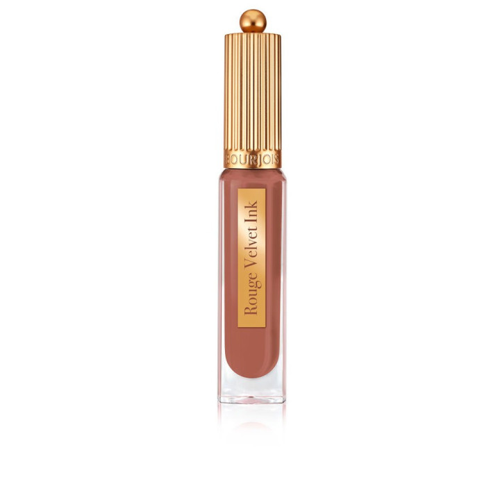 Ruj lichid ultra-mat cu rezistenta de pana la 24h Bourjois Rouge Velvet Ink 05 beige-maro cu subton roz 3.5 ml