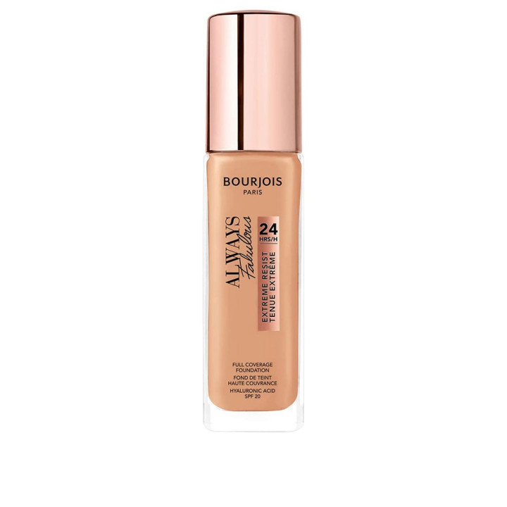 Fond de ten cu acoperire perfecta si rezistenta extrema SPF20 Bourjois Always Fabulous 24H 200 bej deschis cu subton roz 30 ml
