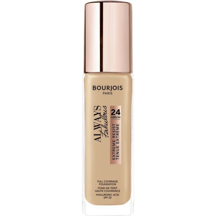 Fond de ten cu acoperire perfecta si rezistenta extrema SPF20 Bourjois Always Fabulous 24H 420 bej deschis spre mediu 30 ml