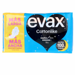 Absorbante igienice de noapte cu aripioare Evax COTTONLIKE 18 buc