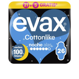Absorbante igienice de noapte cu aripioare Evax COTTONLIKE 26 buc