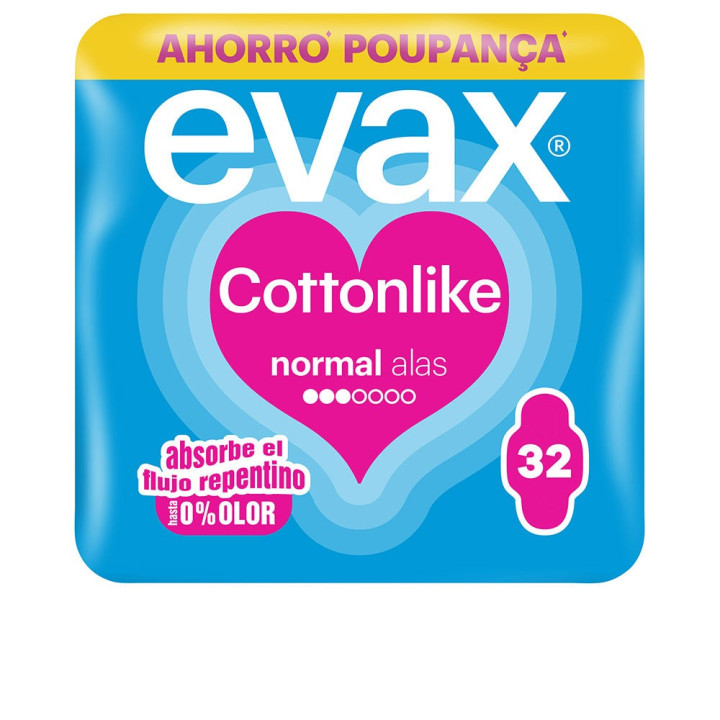 Absorbante igienice cu aripioare pentru flux normal Evax COTTONLIKE 32 buc