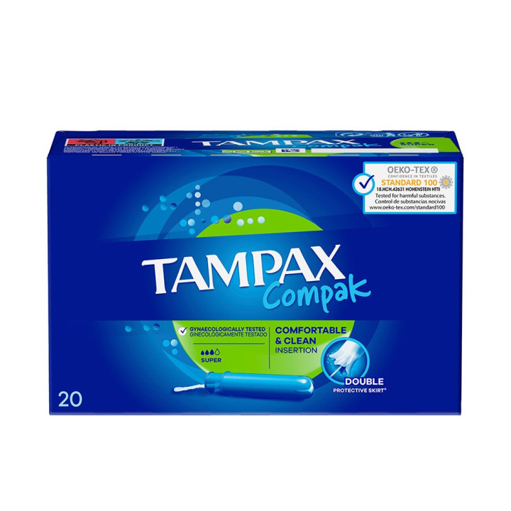 Tampoane cu aplicator pentru flux menstrual abundent TAMPAX COMPAK 20 buc