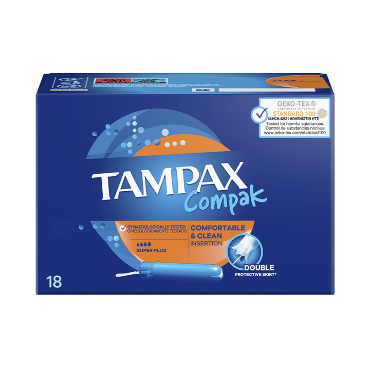Tampoane cu aplicator pentru flux foarte abundent TAMPAX COMPAK 18 buc