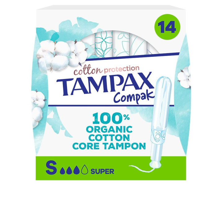 Tampoane din bumbac organic pentru flux abundent TAMPAX ALGODÓN 100% ORGANICO 14 buc