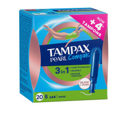 Tampoane cu aplicator pentru flux abundent TAMPAX PEARL COMPAK 20 buc