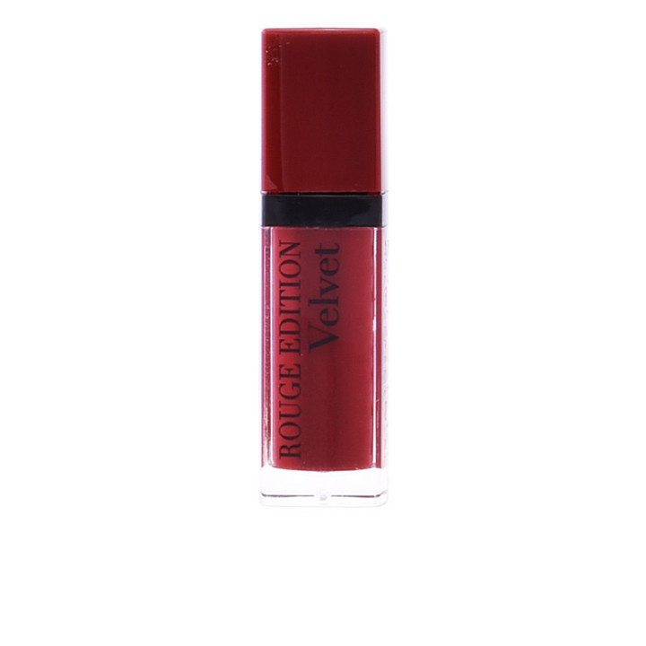 Ruj lichid mat cu rezistenta extrema si confort catifelat Bourjois Rouge Velvet 08 rosu profund cu subtonuri mov inchis 28 g