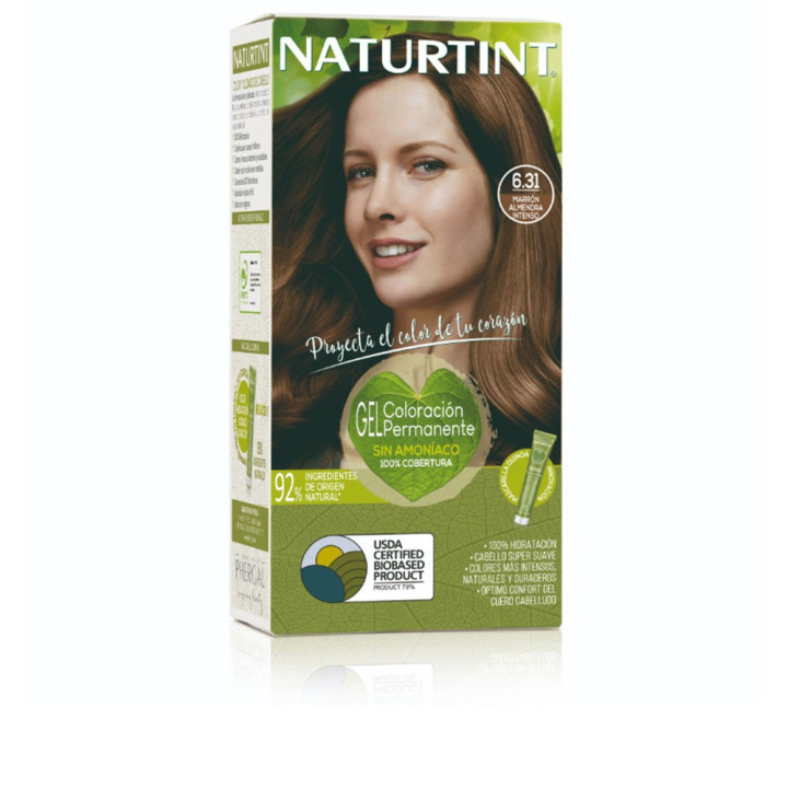 Vopsea permanenta pentru par fara amoniac NATURTINT 6.31 marron almendra intenso 170 ml