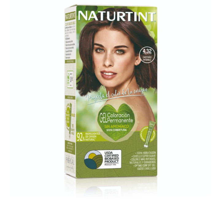 Vopsea permanenta pentru par fara amoniac NATURTINT 4.32 castano intenso 170 ml