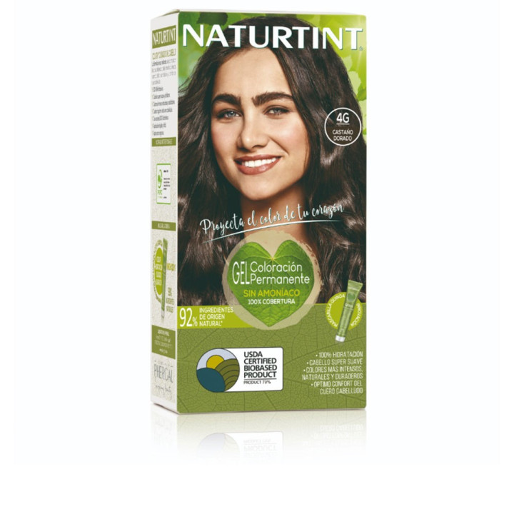Vopsea permanenta pentru par fara amoniac NATURTINT 4G castano dorado 170 ml