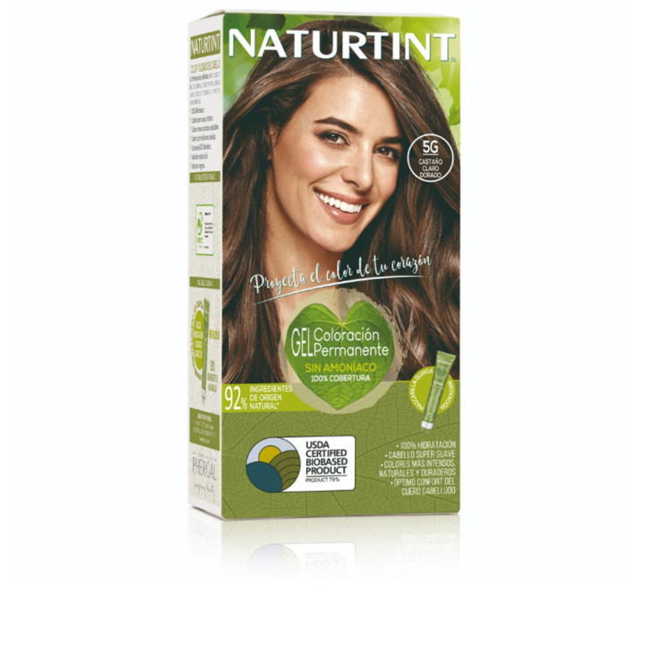 Vopsea permanenta pentru par fara amoniac NATURTINT 5G castano claro dorado 170 ml