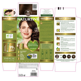 Vopsea permanenta pentru par fara amoniac NATURTINT 4W castano oscuro radiante 170 ml