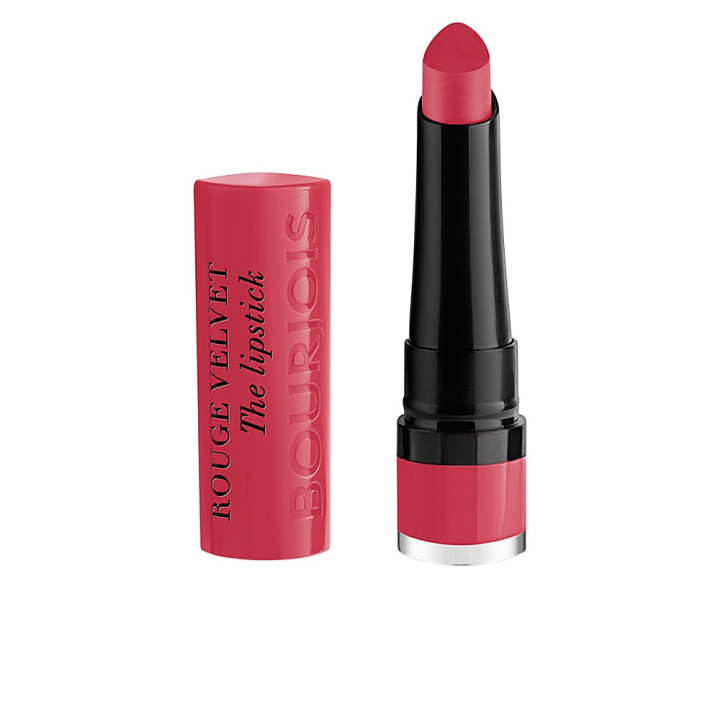 Ruj mat cu textura catifelata si confort de lunga durata Bourjois Rouge Velvet The Lipstick 04 roz cald 2.4 g