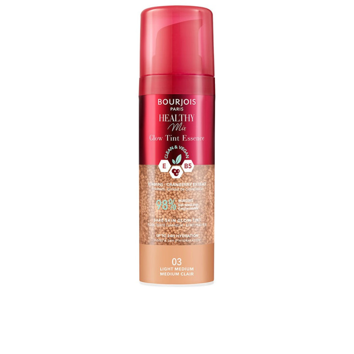 Baza de machiaj pigmentata imbogatita cu vitaminele C, E si B5 Bourjois HEALTHY MIX GLOW TINT ESSENCE 03 light medium 30 ml