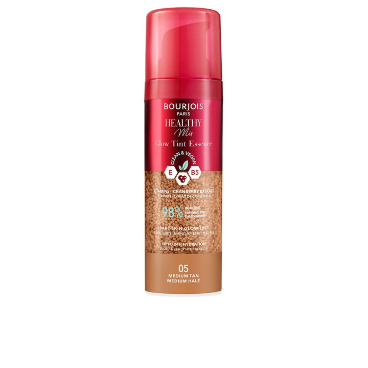 Baza de machiaj pigmentata imbogatita cu vitaminele C, E si B5 Bourjois HEALTHY MIX GLOW TINT ESSENCE 005 medium tan 30 ml