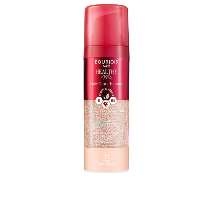 Baza de machiaj pigmentata imbogatita cu vitaminele C, E si B5 Bourjois HEALTHY MIX GLOW TINT ESSENCE 01 fair 30 ml