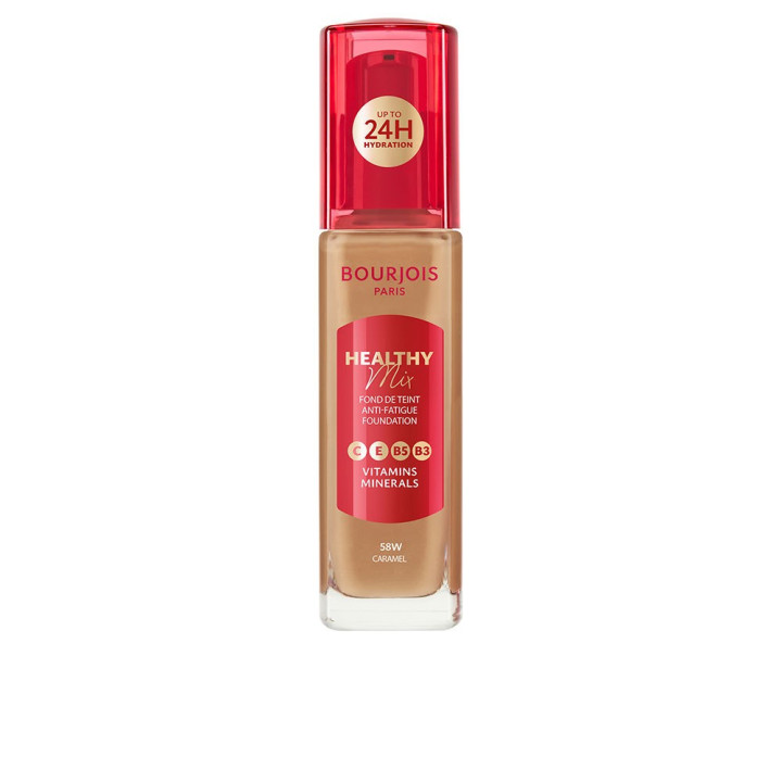 Fond de ten hidratant si iluminator cu acoperire medie Bourjois HEALTHY MIX 58W caramel 30 ml