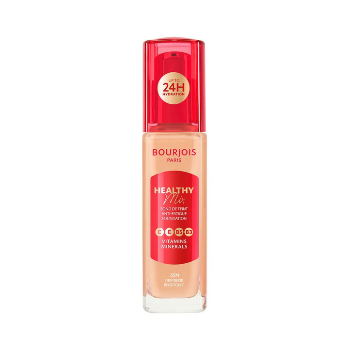 Fond de ten hidratant si iluminator cu acoperire medie Bourjois HEALTHY MIX 55N deep beige 30ml
