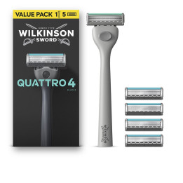 Aparat de ras cu 4 lame si 5 rezerve WILKINSON QUATTRO 4 1 buc