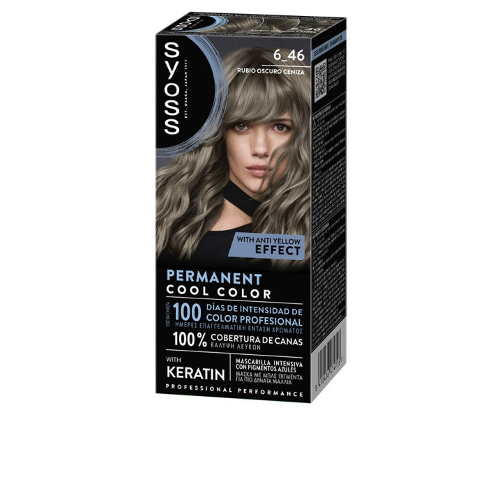 Vopsea permanenta pentru nuante reci Syoss PERMANENT COOL COLOR 6.46 blond cenusiu inchis