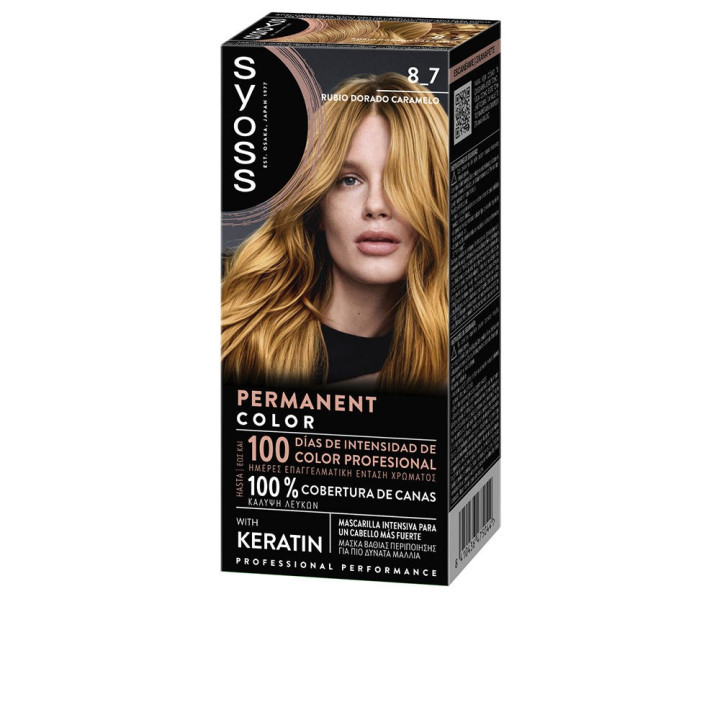 Vopsea permanenta de par Syoss PERMANENT COLOR 8.7 blond caramel auriu