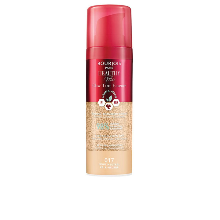Baza de machiaj pigmentata imbogatita cu vitaminele C, E si B5 Bourjois HEALTHY MIX GLOW TINT ESSENCE 017 light neutral 30 ml
