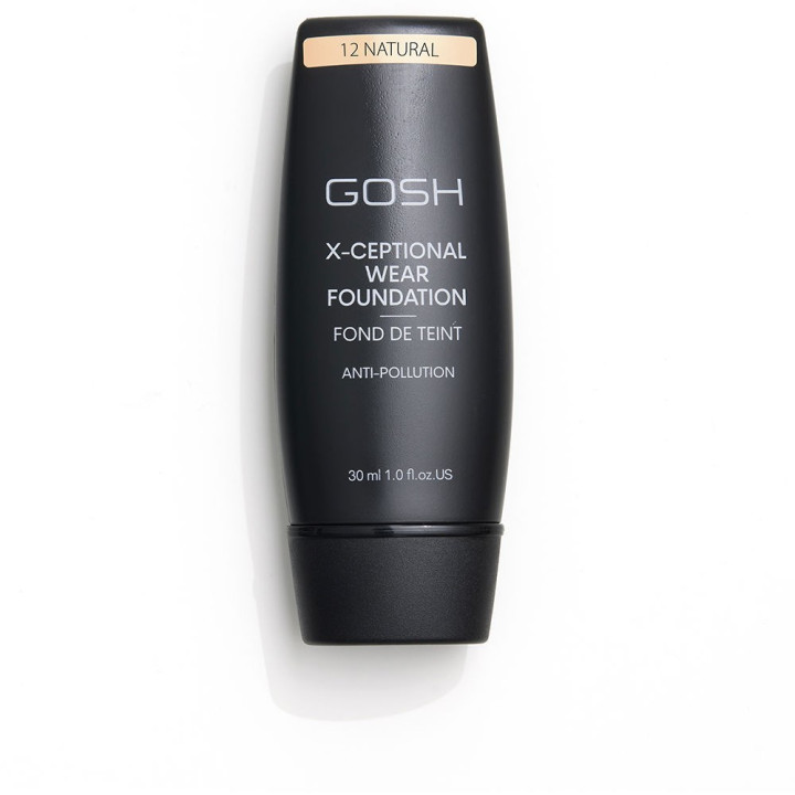 Fond de ten cu acoperire mare spre medie GOSH X-CEPTIONAL WEAR FOUNDATION 12 natural 35 ml
