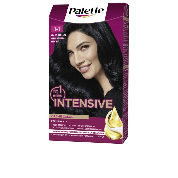 Vopsea de par permanenta pentru culoare intensa Palette INTENSIVE 1.1 negru albastrui 1 buc