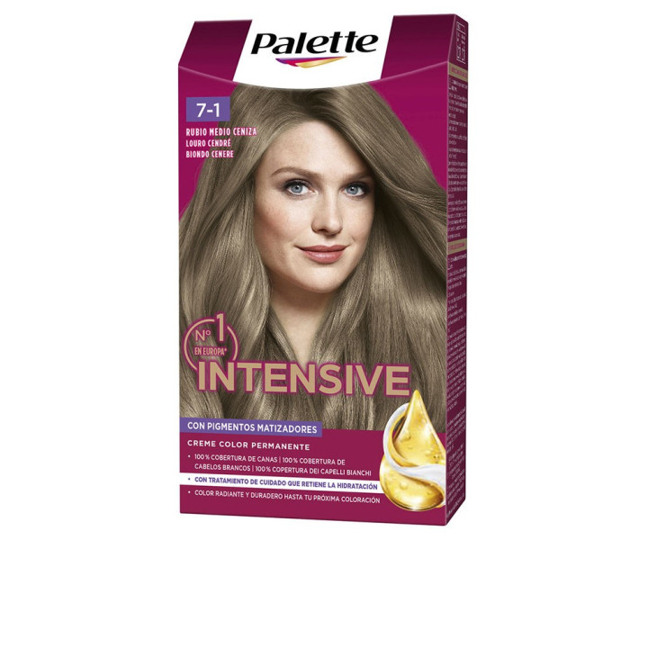 Vopsea de par permanenta pentru culoare intensa Palette INTENSIVE 7.1 blond cenusiu mediu 1 buc