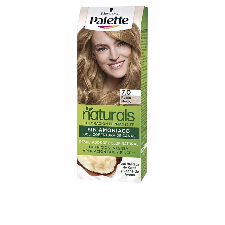 Vopsea de par permanenta pentru o culoare naturala si uniforma Palette NATURAL 7.0 blond mediu 1 buc