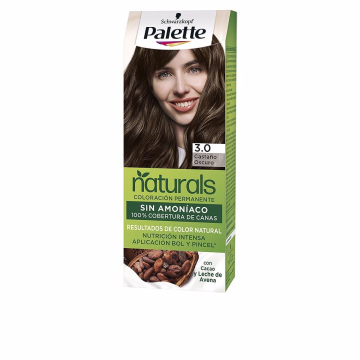 Vopsea de par permanenta pentru o culoare naturala si uniforma Palette NATURAL 3.0 maro inchis 1 buc